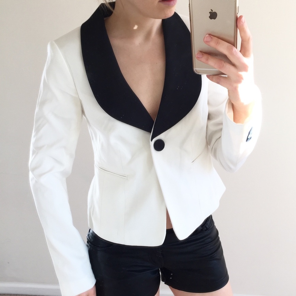 The Limited White & Black Tuxedo Blazer for a Night Out